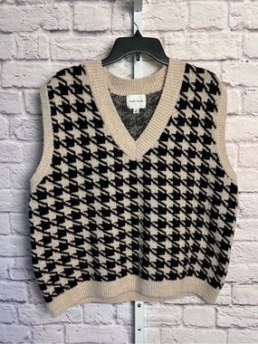 Pink Rose Houndstooth Oversized Sweater Vest size XL